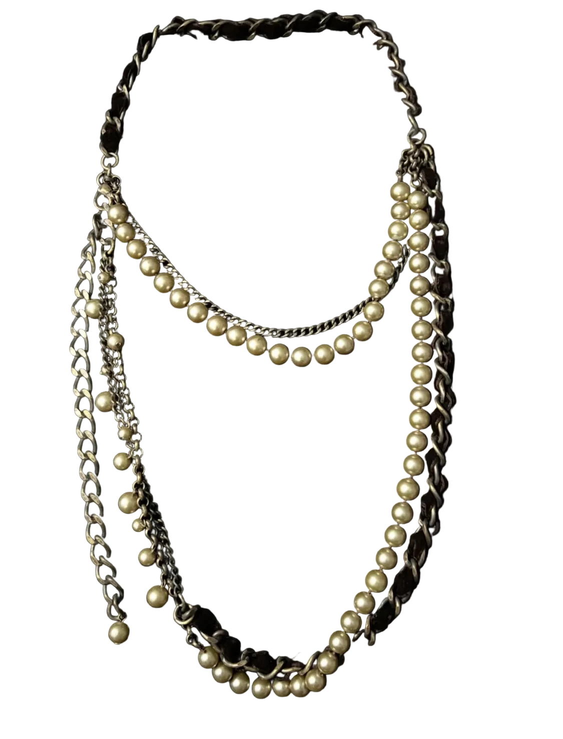 Double-Layered Brown Beaded Heavy Necklace
