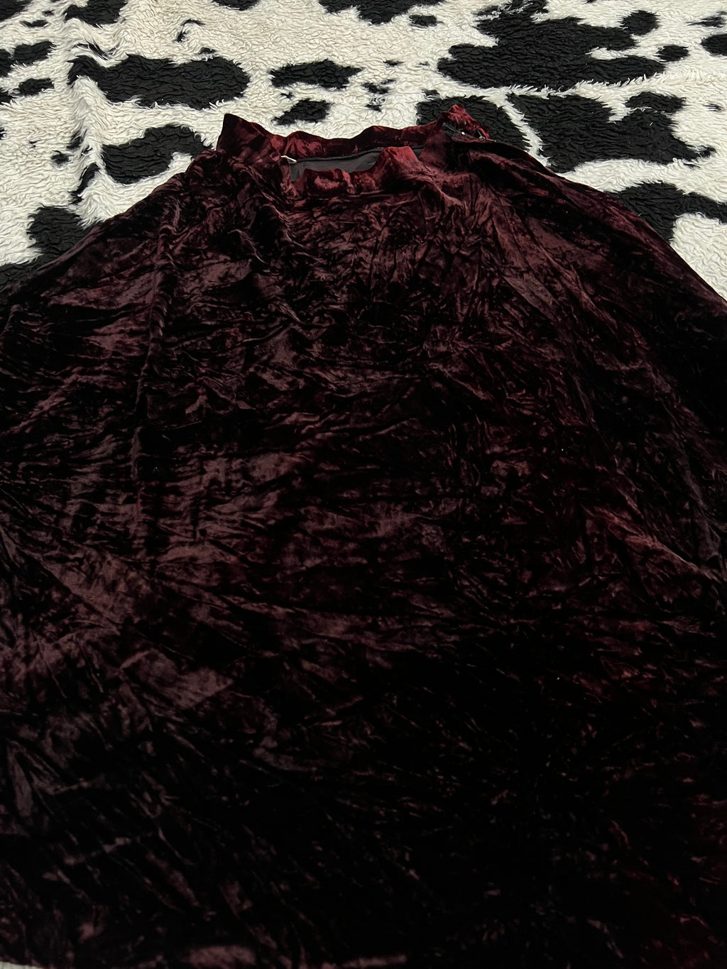 Blood Red Velvet Long Skirt