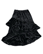 Double-Layered Black Long Velvet Skirt