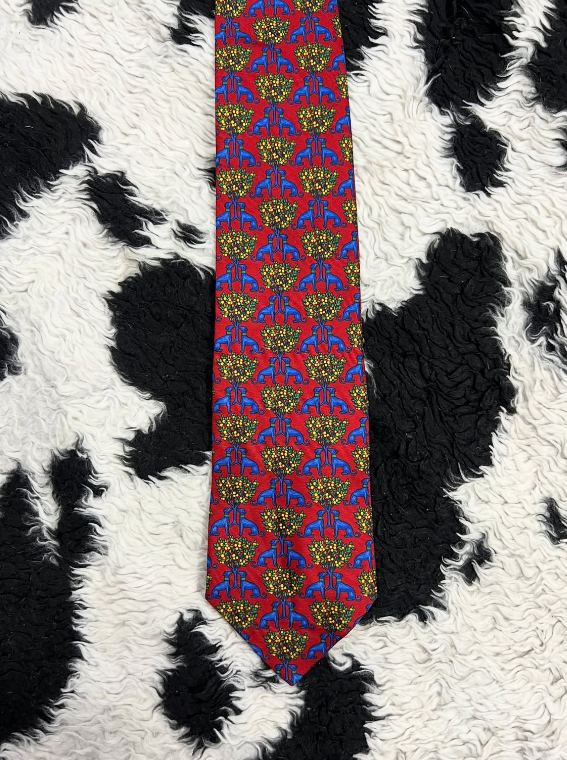 Dogs Under Fruit Tree Tie