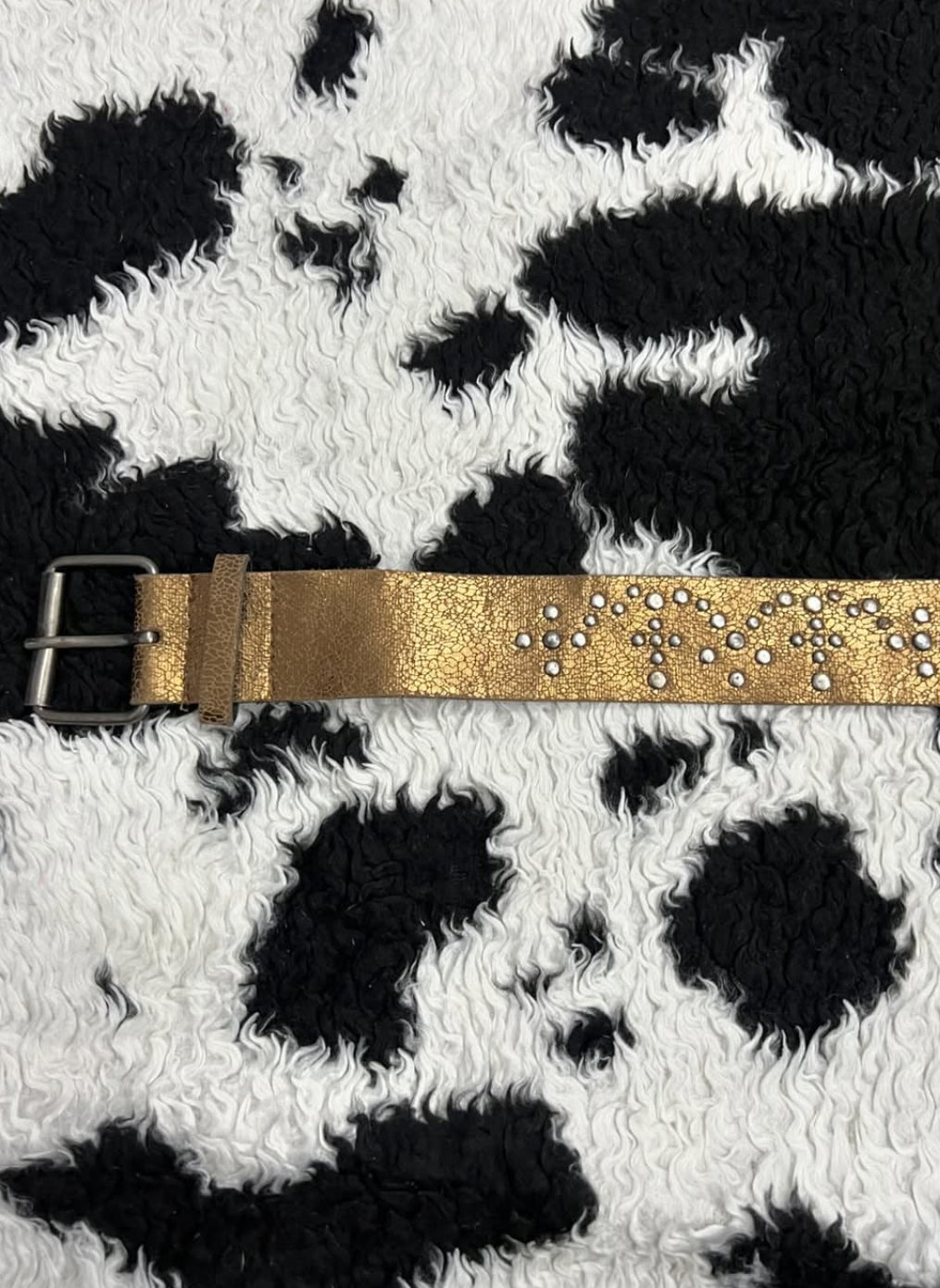 Golden Textured Studded Belt