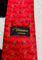 Red Musical Notes Sheet Tie