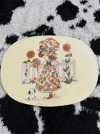 Vintage 1970s Melamine Coaster Wooden Tray