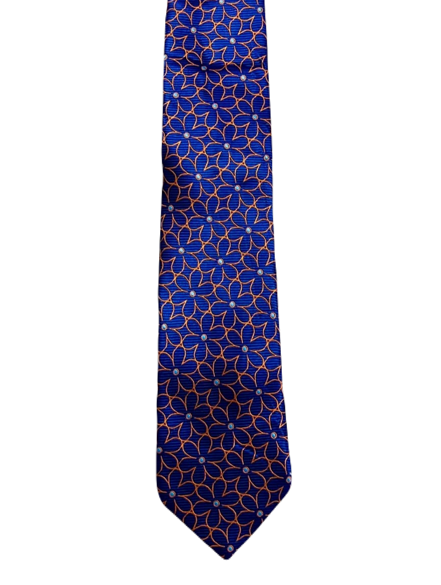 Blue & Orange Floral Tie