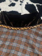 Plaid & Tartan Brown Knee-Length Velvet Skirt