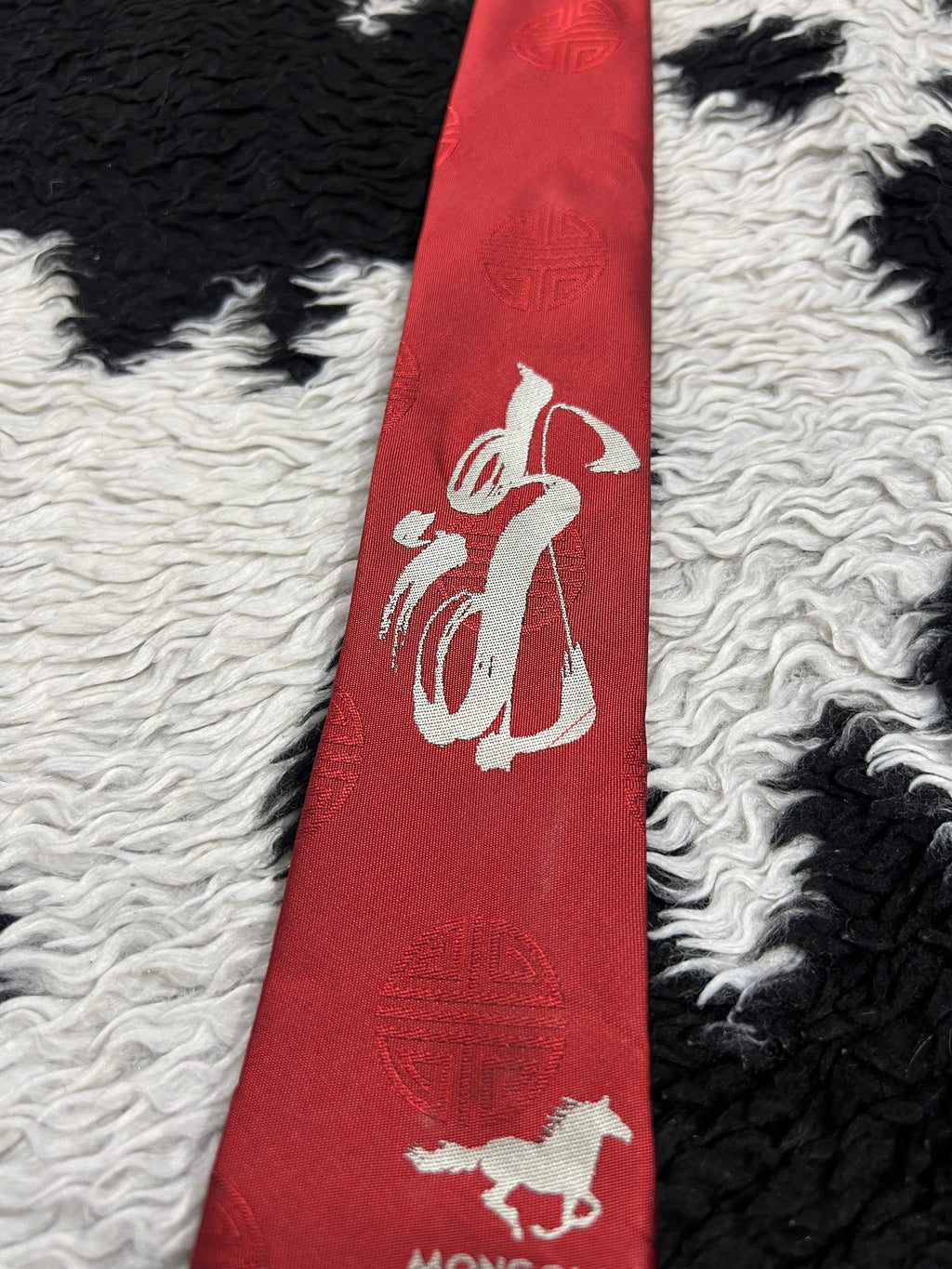 Chinese Calligraphy Embroidered Narrow Tie