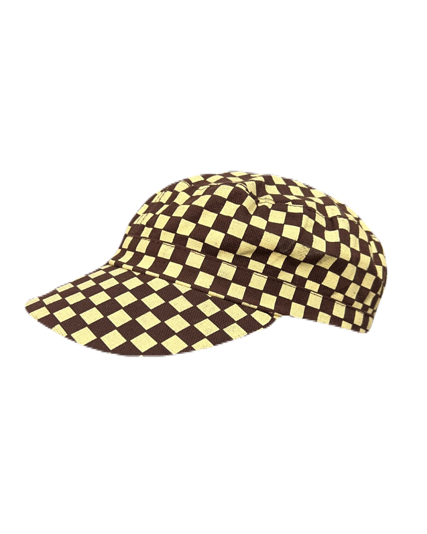 Brown & Beige Checkered Cap