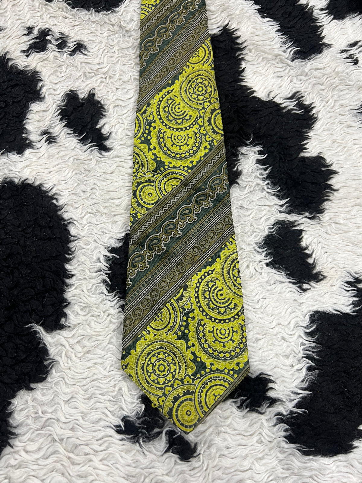 Paul Greco Green Embroidered Tie