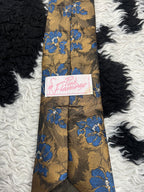 Pink Flamingo Brown & Blue Embroidered Floral Tie