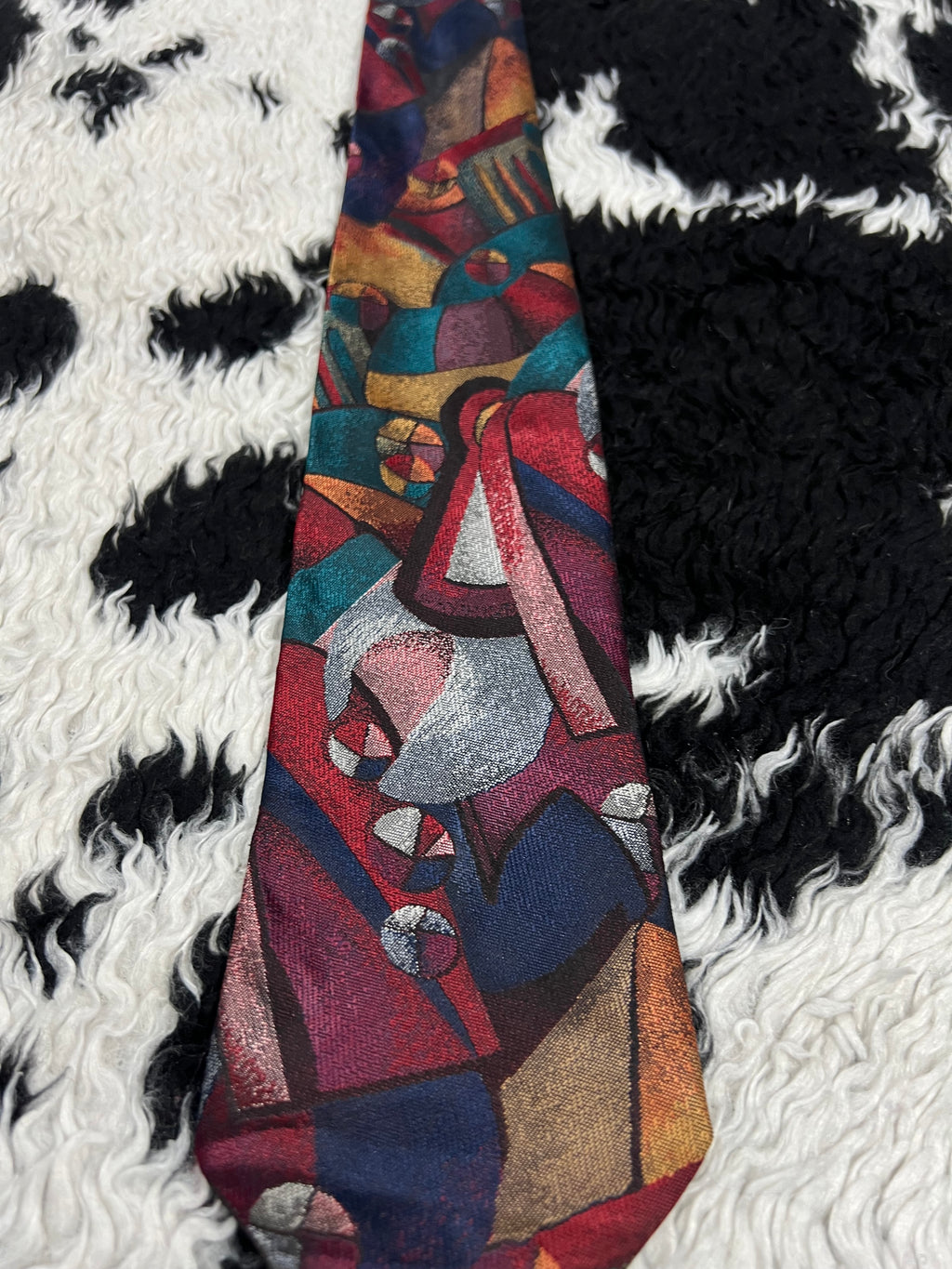 St. Bernard Fully Embroidered Vibrant Abstract Tie