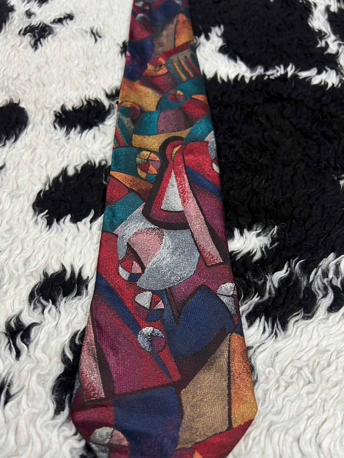 St. Bernard Fully Embroidered Vibrant Abstract Tie