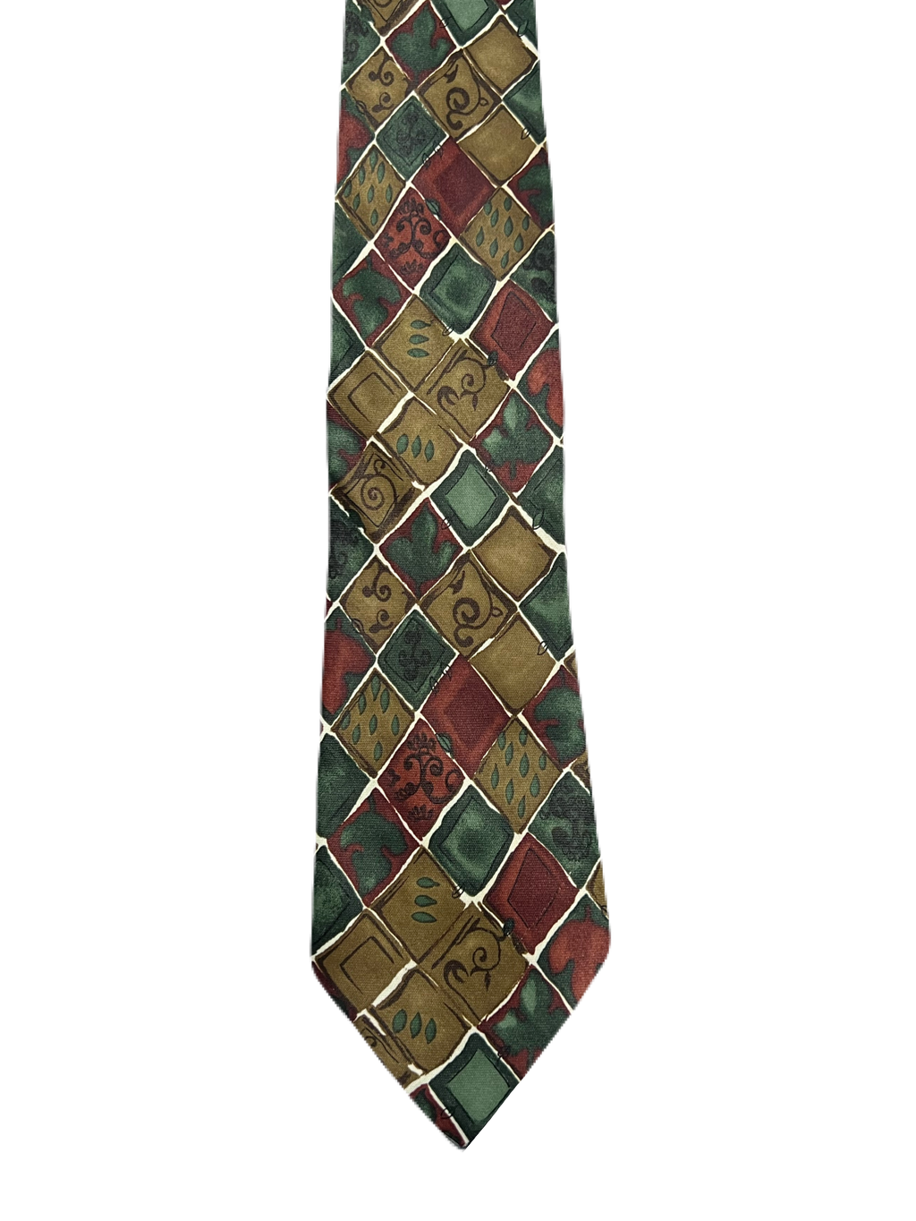 Brown & Green Boxy Tie
