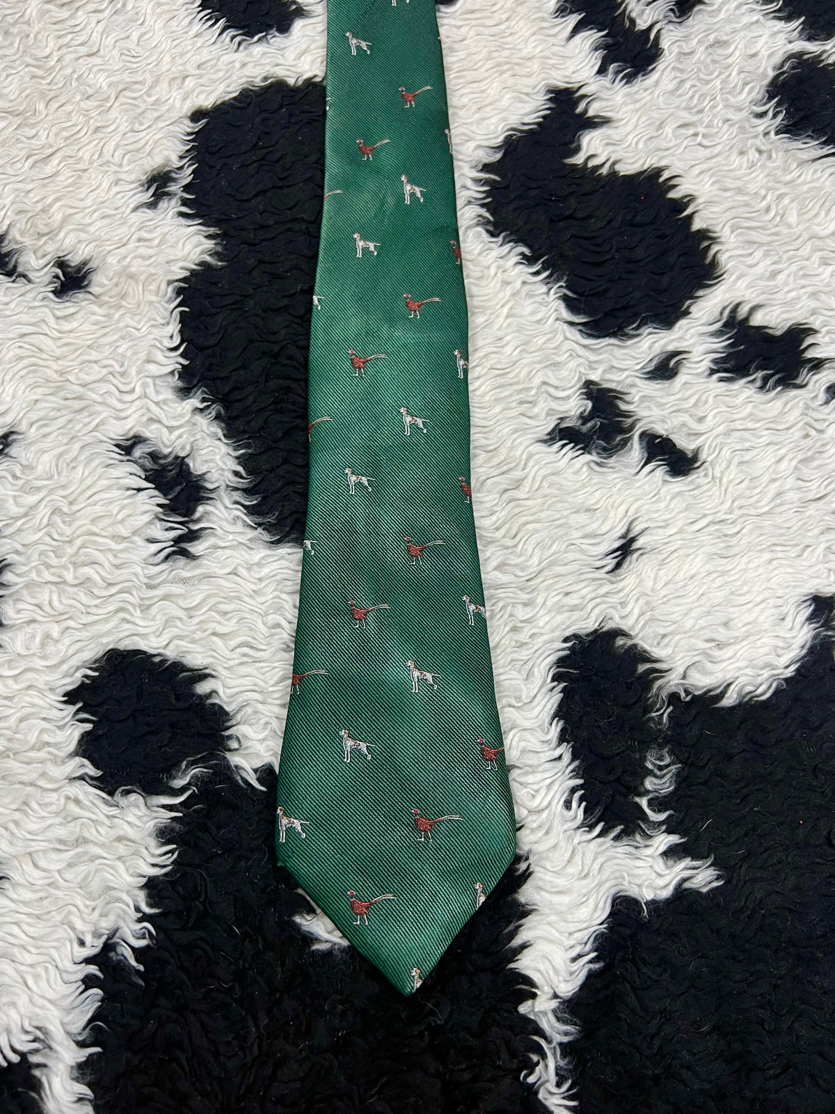 Embroidered Dogs & Pheasants Tie