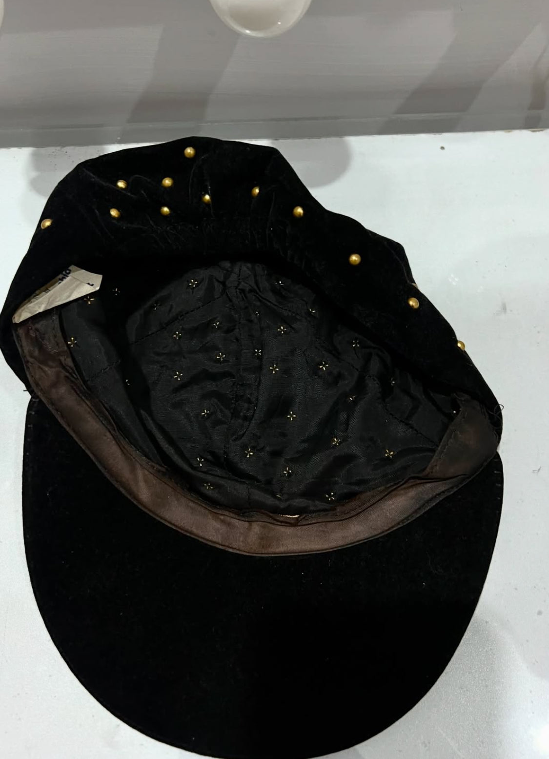 Black Velvet Studded Cap