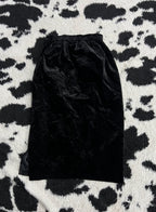 Straight Black Velvet Long Skirt