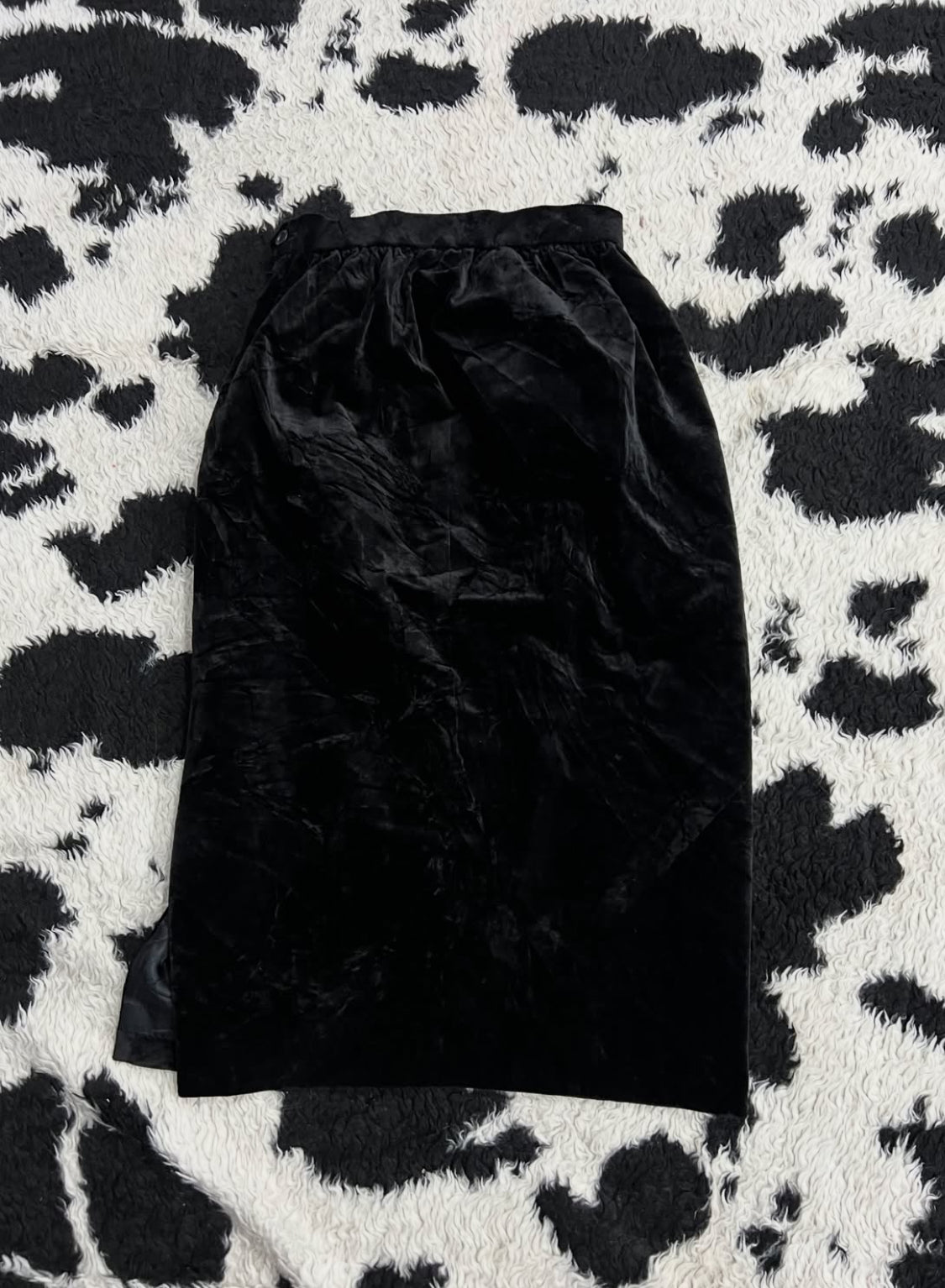Straight Black Velvet Long Skirt