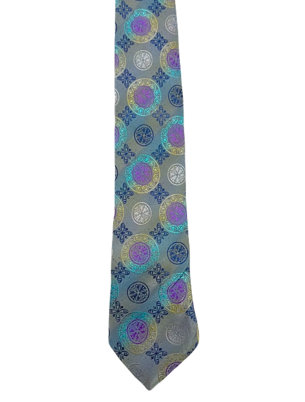 Grey Geometric Embroidered Tie
