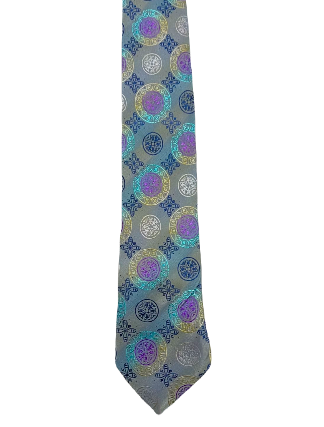 Grey Geometric Embroidered Tie