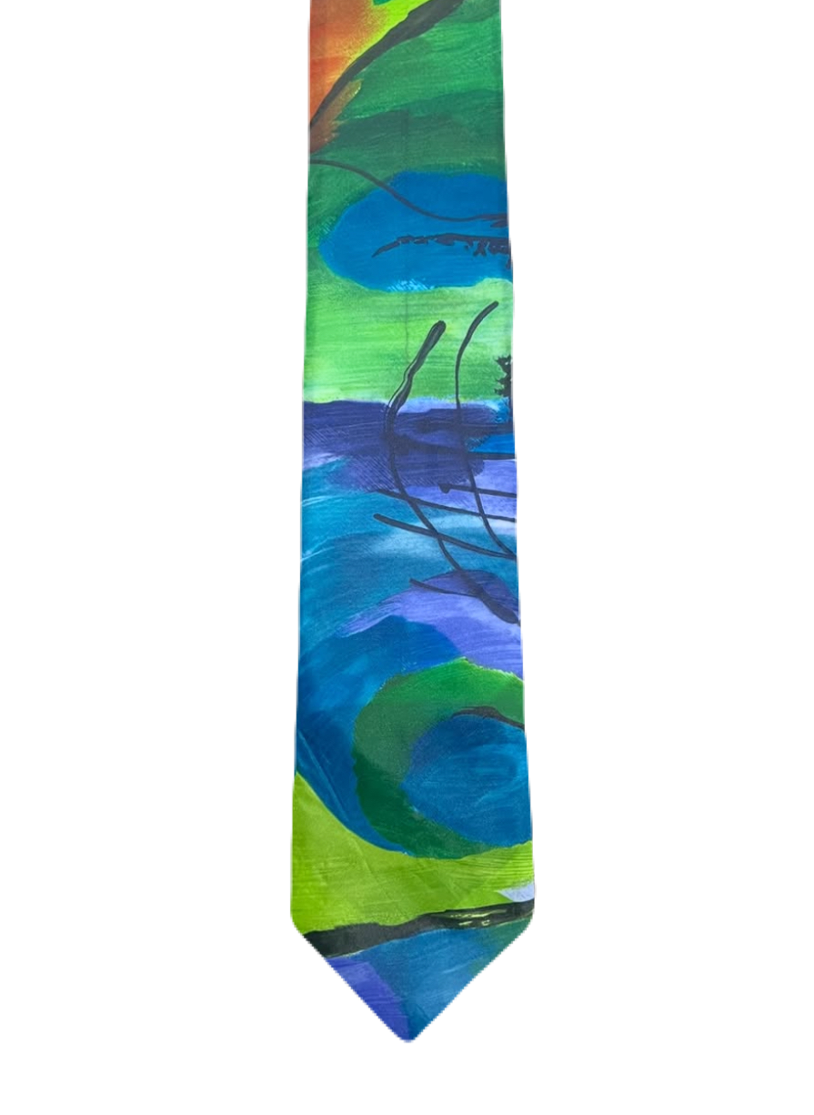 Blue & Green Abstract Art Tie