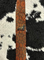 Orange Embroidered Geometric Tie