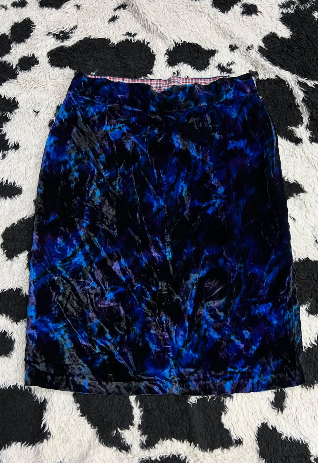 Black, Purple & Blue Abstract Velvet Skirt