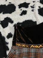Plaid & Tartan Brown Knee-Length Velvet Skirt
