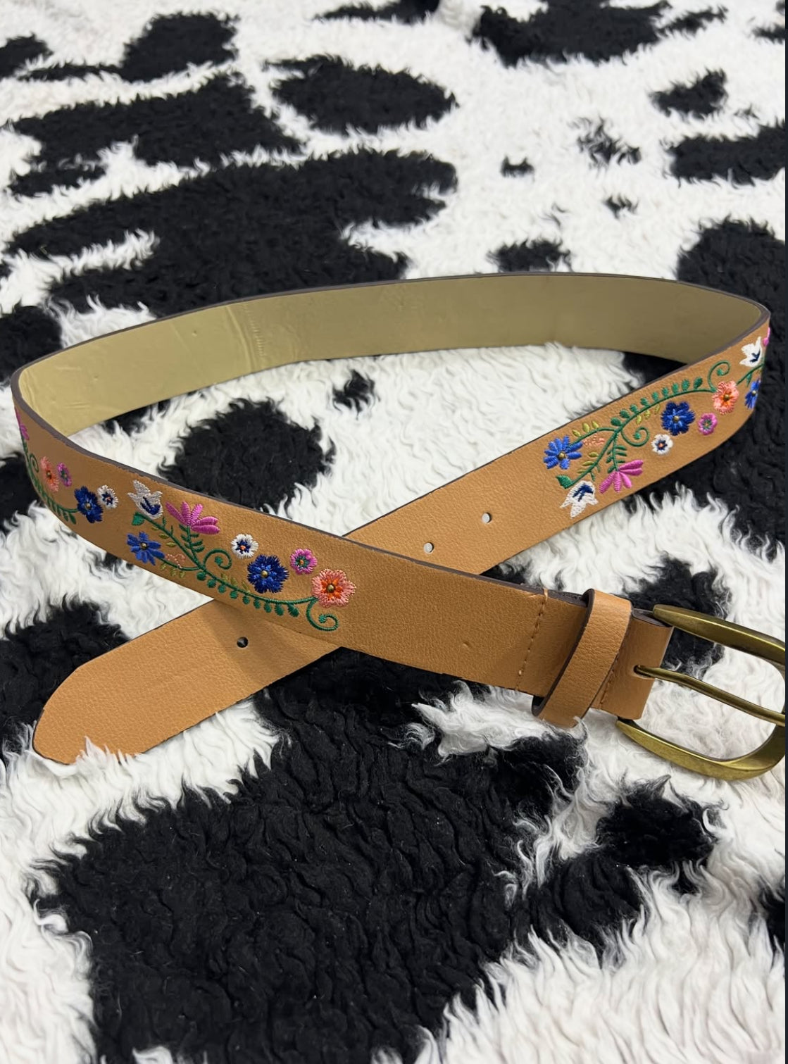 Brown Floral Embroidered Belt