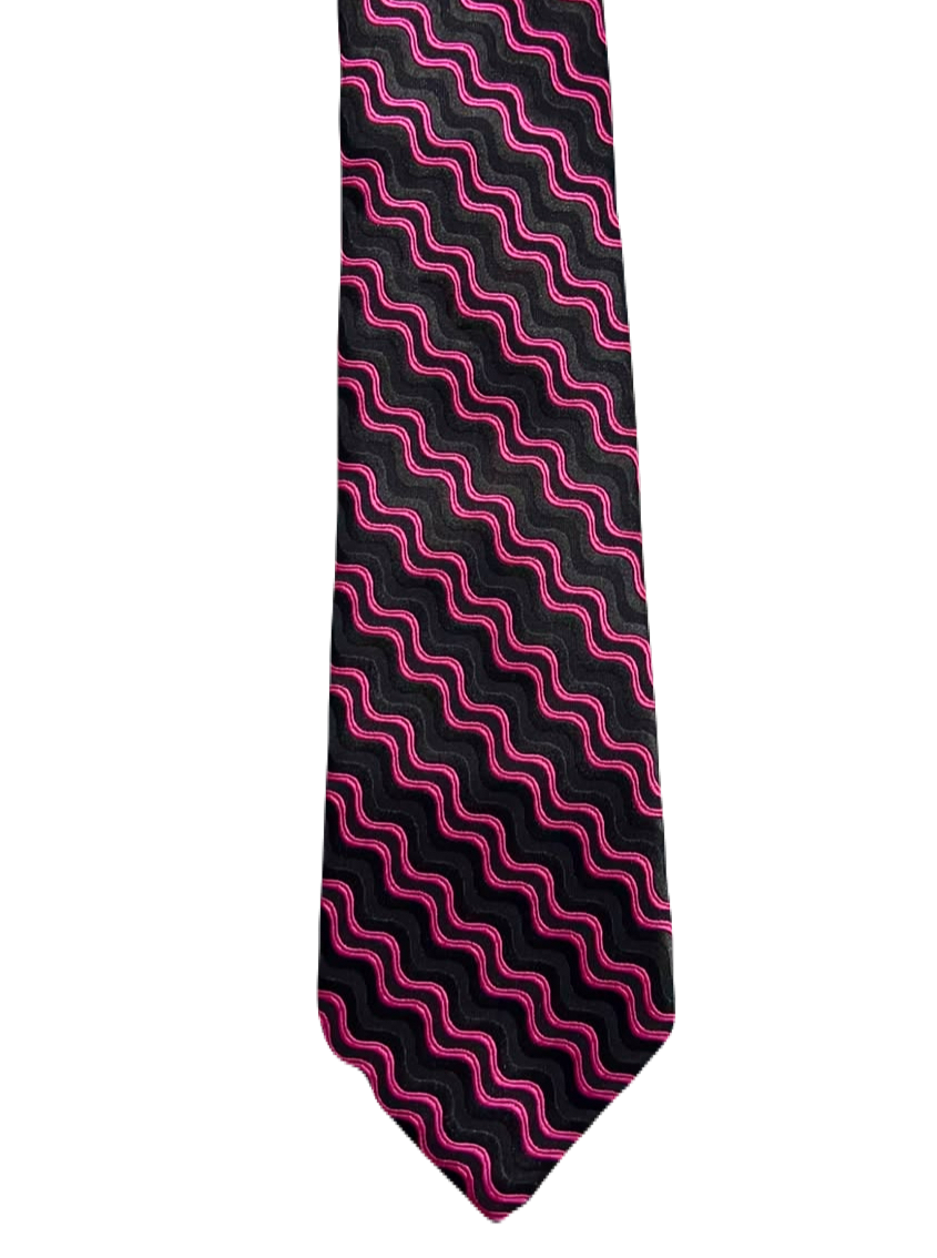 Kensington Black & Pink Embroidered Tie