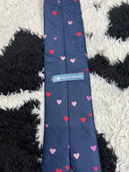 Blue Embroidered Hearts Tie