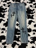 Embroidered Cross Patchwork Denims (Waist 30)