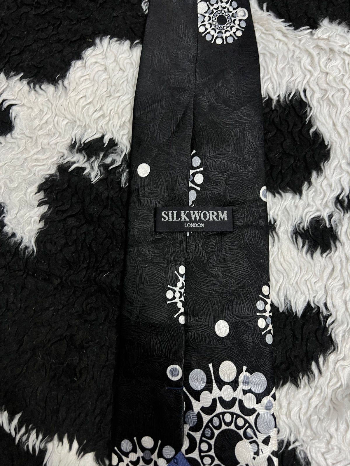 Silk Worm Black Floral Tie