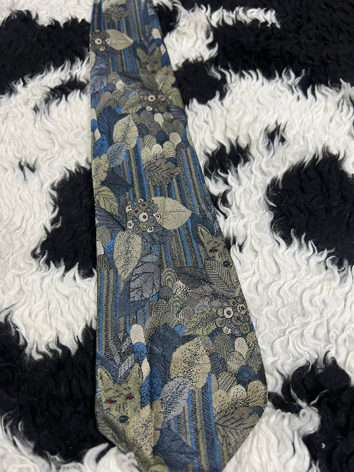 Wolf Hiding in Bushes EmbroideredTie