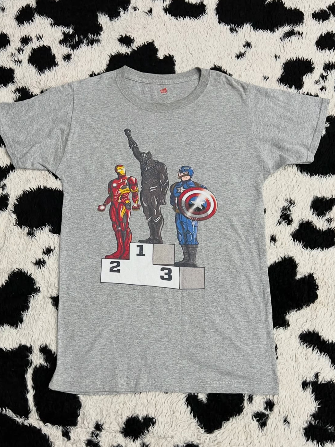 Marvel Black Panther Power, Captain America, Iron Man Tee (Medium/Large)