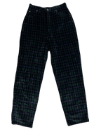 Blue & Green Plaid Velvet Pants (Waist 28)