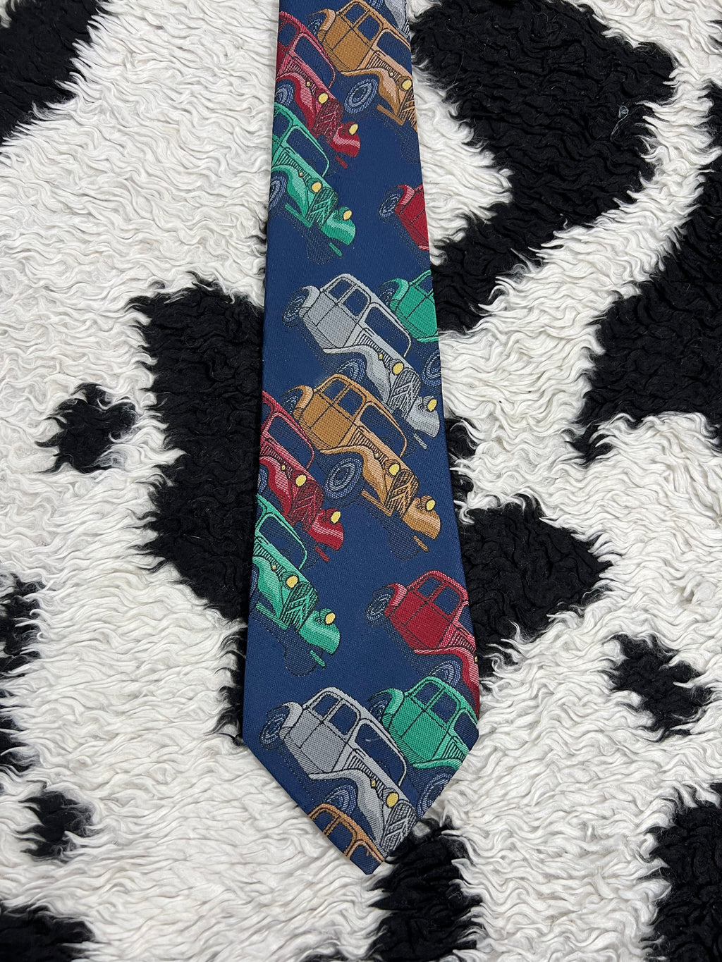 Vintage Embroidered Cars Tie