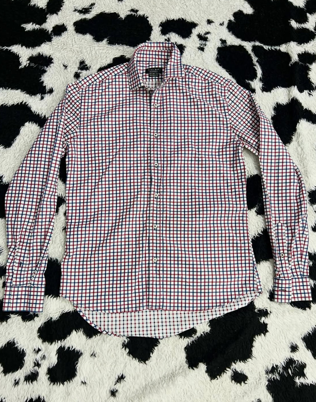 ZARA Man Tailored Fit Red & Blue Checkered Buttonup