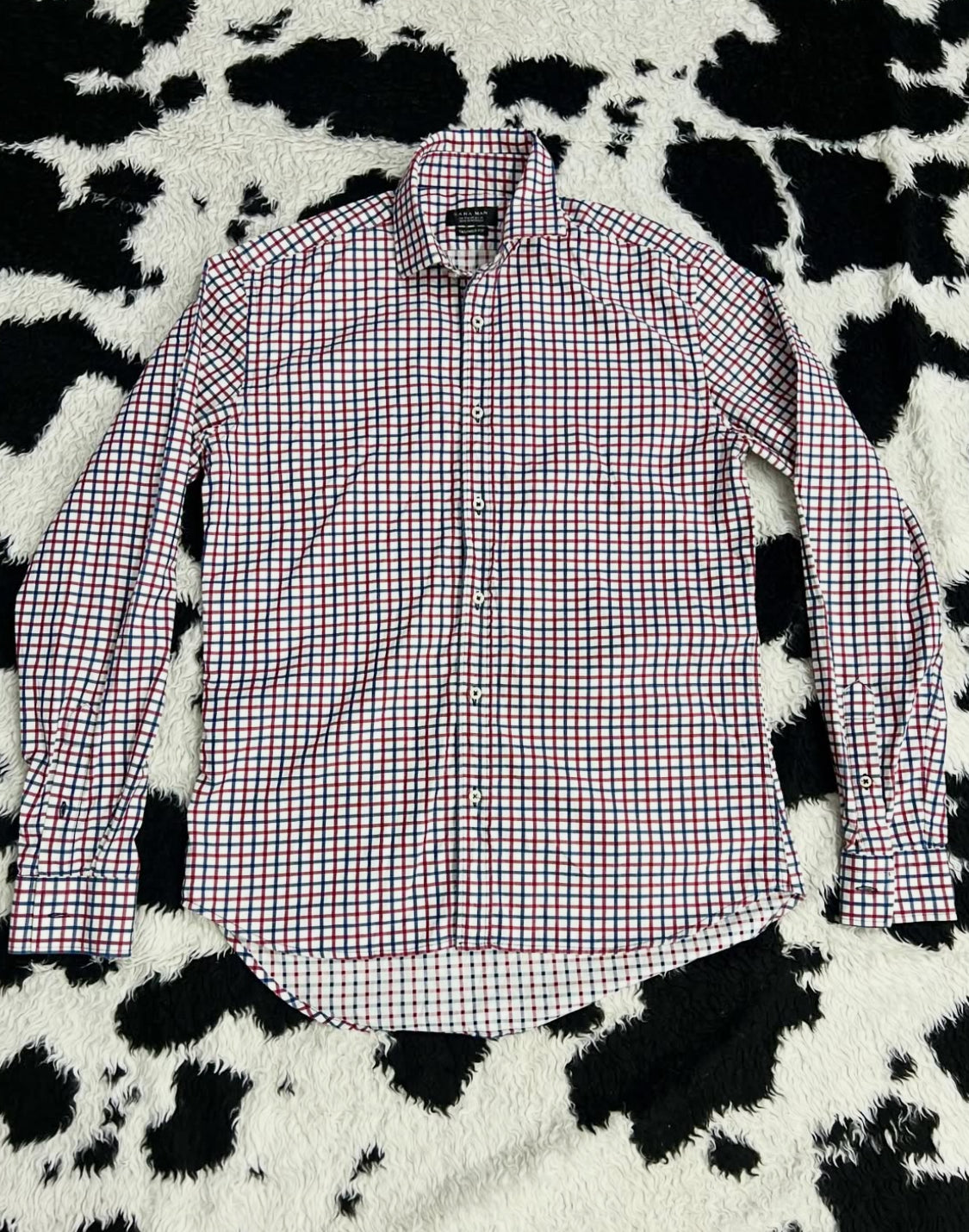 ZARA Man Tailored Fit Red & Blue Checkered Buttonup