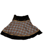 Plaid & Tartan Brown Knee-Length Velvet Skirt