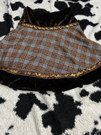 Plaid & Tartan Brown Knee-Length Velvet Skirt
