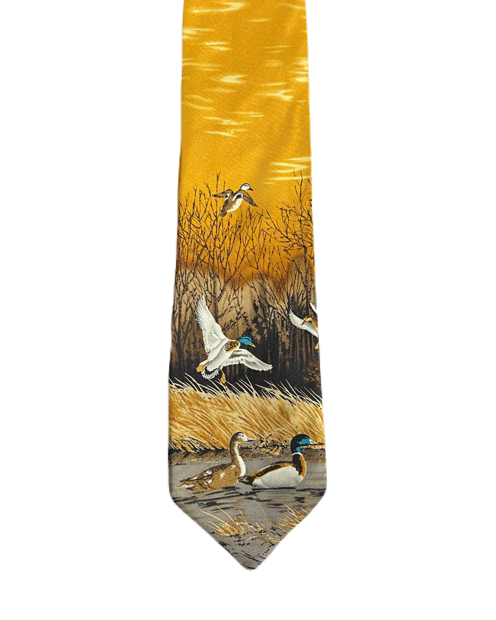 Mallards at Pond Painting Tie