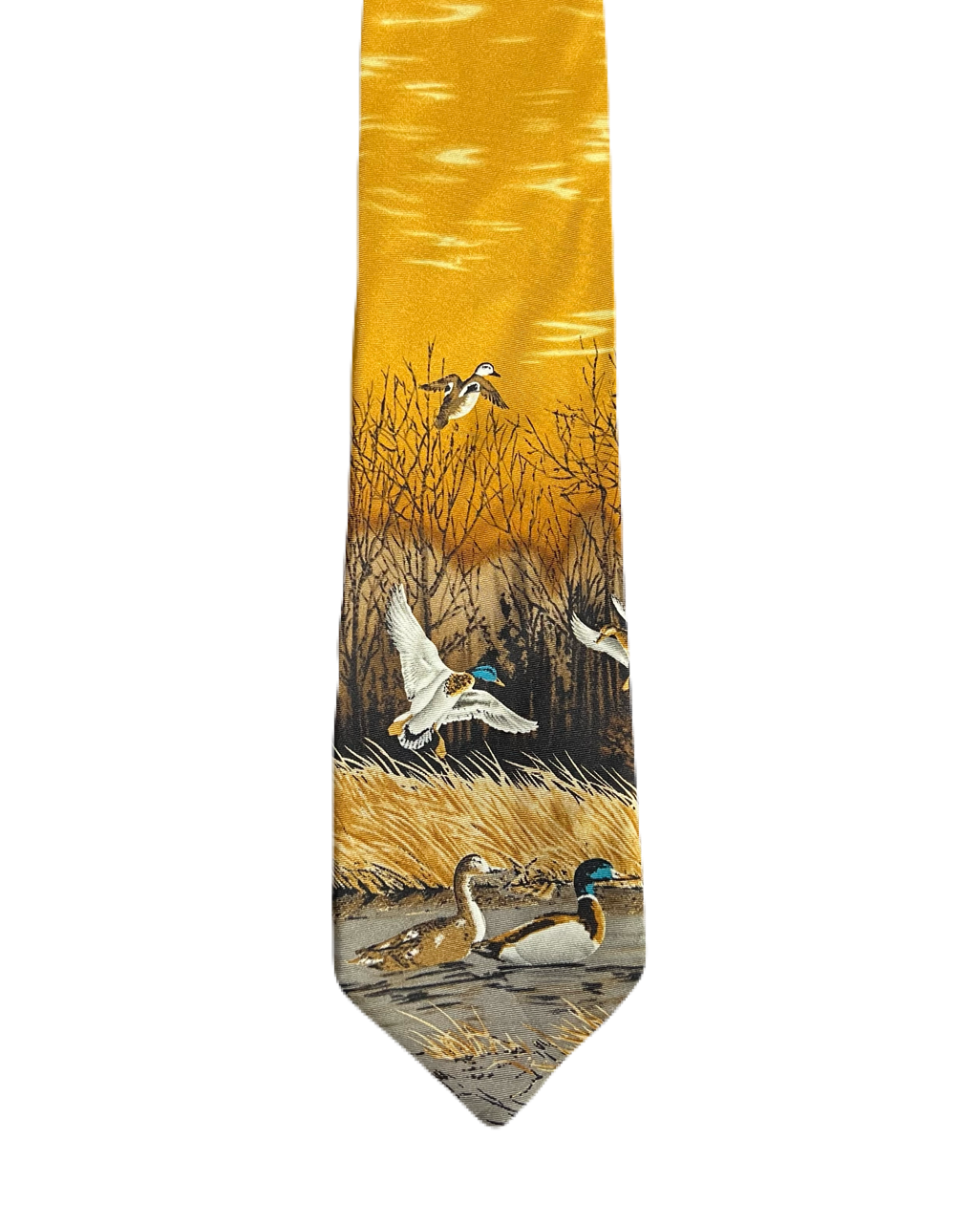 Mallards at Pond Painting Tie