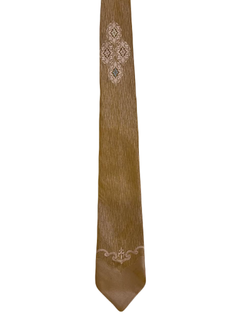 Narrow Brown Embroidered Tie