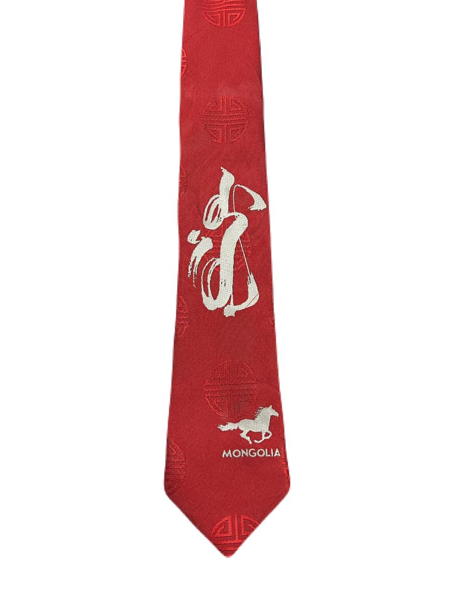 Chinese Calligraphy Embroidered Narrow Tie