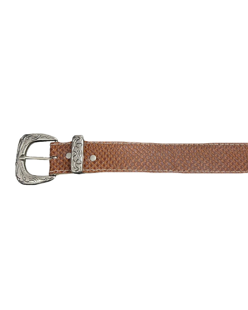 Brown Scaled Silver Buckle Belt