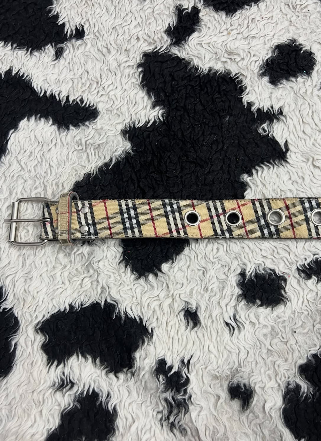 Cream Plaid Belt