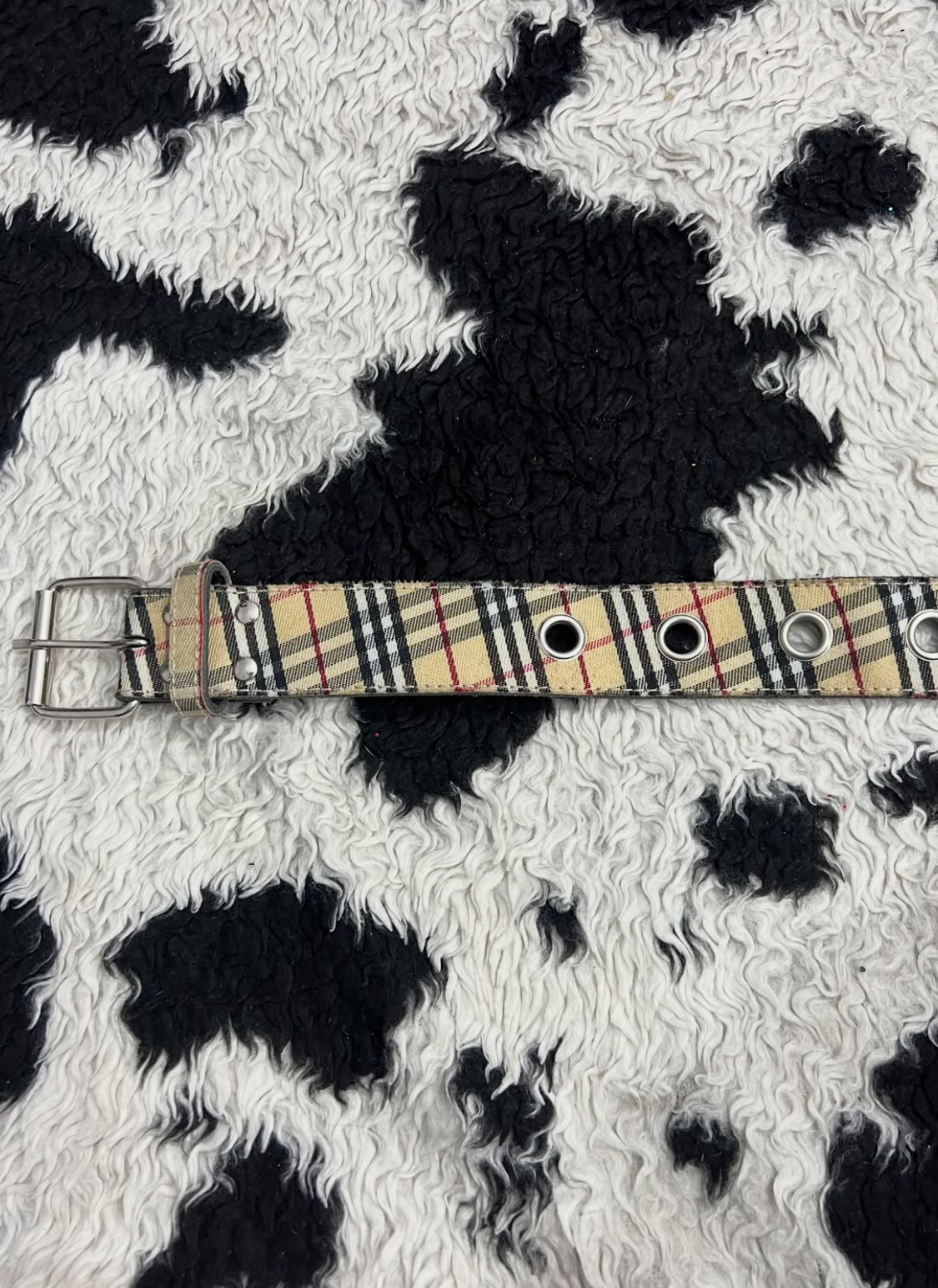 Cream Plaid Belt