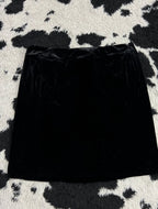 Straight Fit Black Velvet Skirt