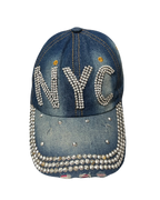 NYC Bedazzled Denim Cap