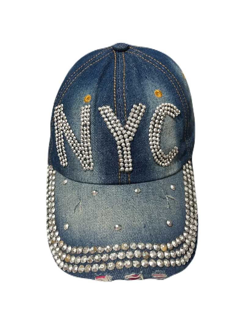 NYC Bedazzled Denim Cap
