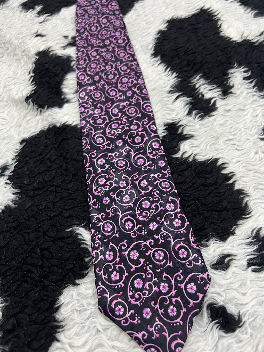 Black & Pink Floral Tie